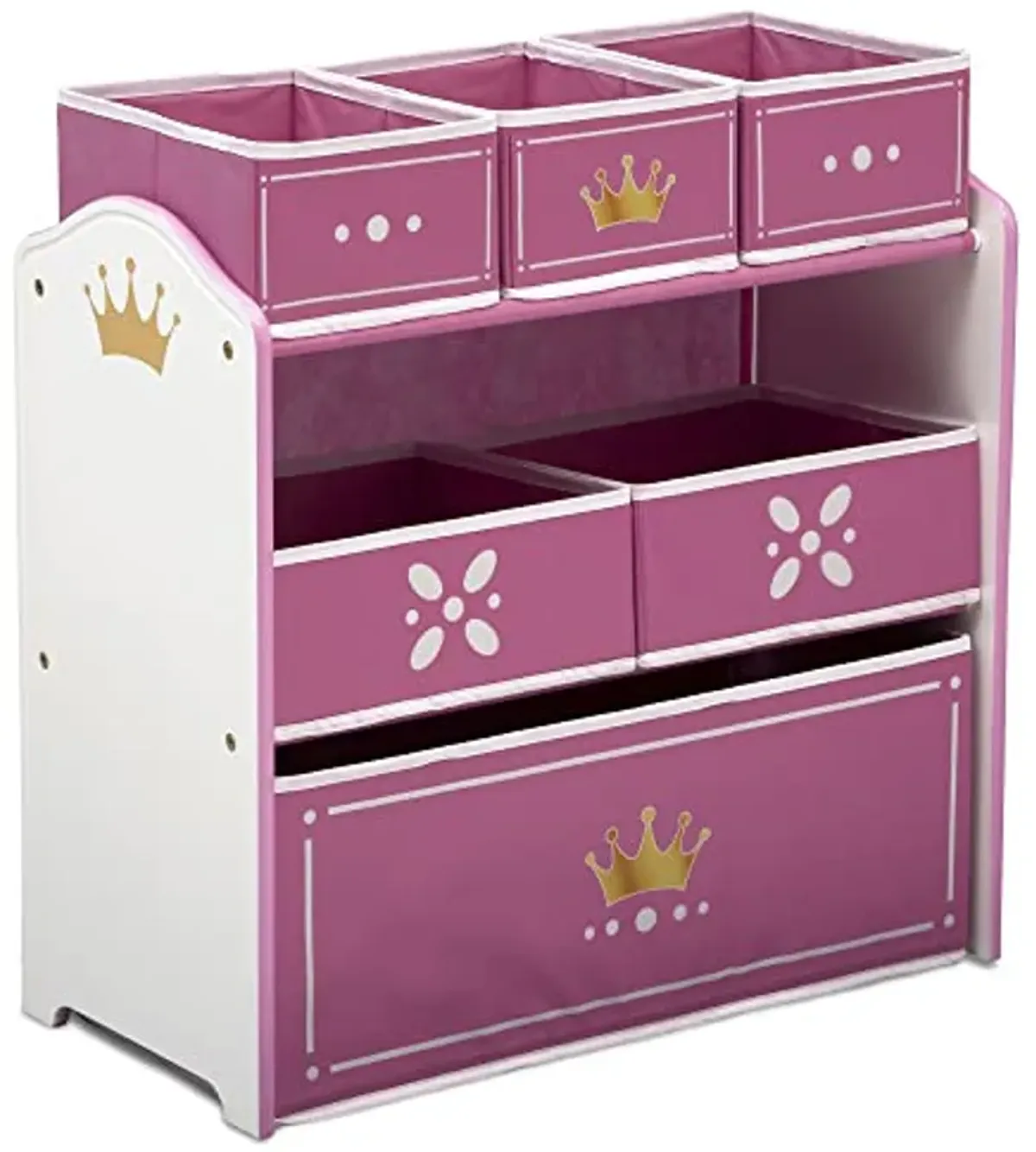 Delta Children Princess Crown Design & Store 6 Bin Toy Storage Organizer - Greenguard Gold Certified, White/Pink