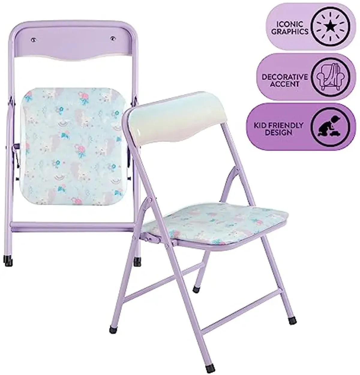 Heritage Kids 3 Piece Table and Chair Set, Purple Unicorn