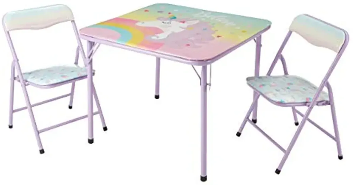 Heritage Kids 3 Piece Table and Chair Set, Purple Unicorn