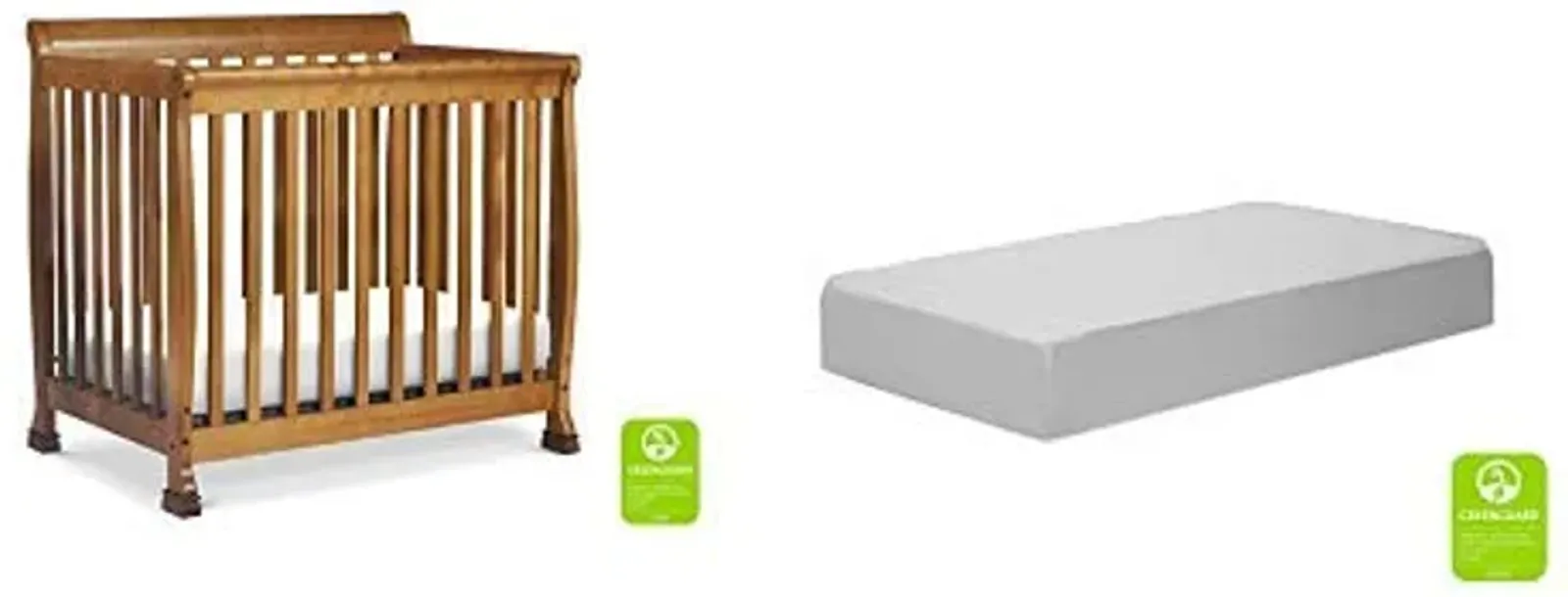 Davini Kalani 4-in-1 Mini Crib and Twin Bed in Chestnut with Complete Slumber Mini Crib Mattress