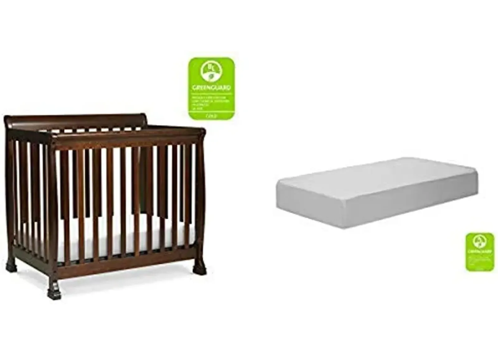 Davini Kalani 4-in-1 Mini Crib and Twin Bed in Espresso with Complete Slumber Mini Crib Mattress