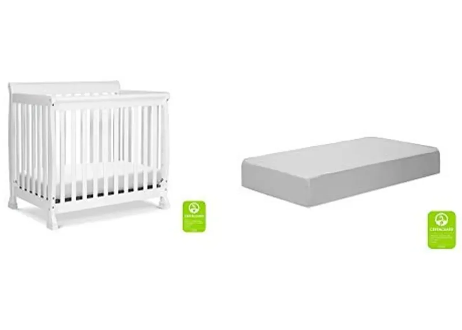 Davini Kalani 4-in-1 Mini Crib and Twin Bed in White with Complete Slumber Mini Crib Mattress