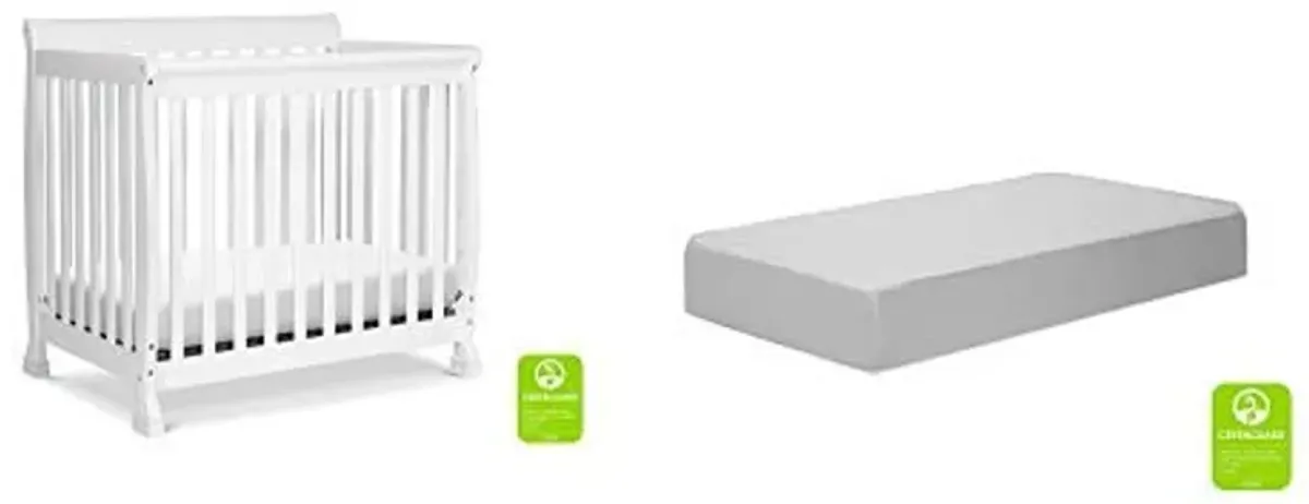 Davini Kalani 4-in-1 Mini Crib and Twin Bed in White with Complete Slumber Mini Crib Mattress