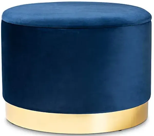 Baxton Studio Ottomans, Navy Blue/Gold