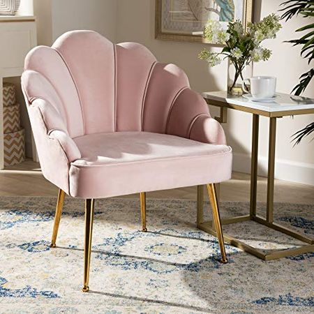 Baxton Studio Chairs, Light Pink/Gold