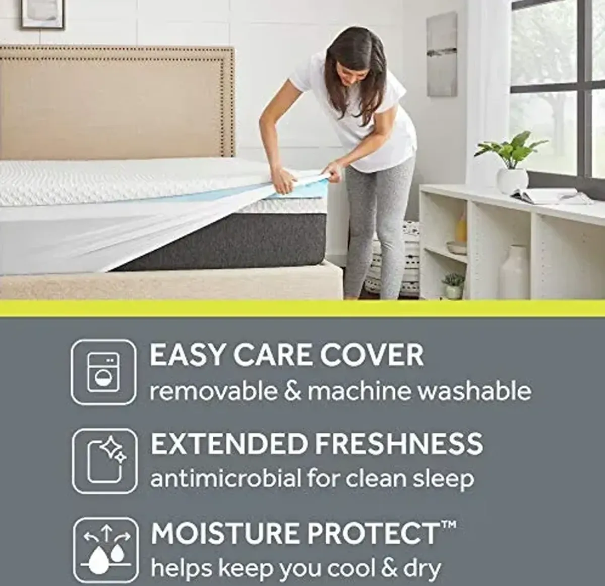 Sealy 3" SealyChill Gel Memory Foam Mattress Topper, King, White