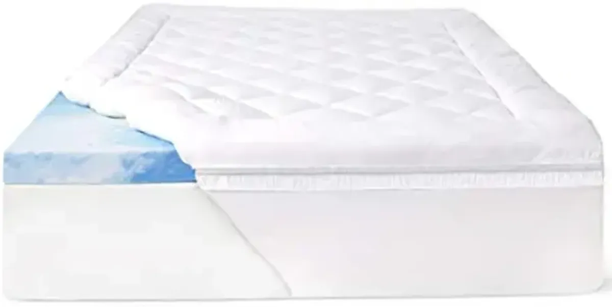 4" SealyChill™ Gel + Comfort Memory Foam Mattress Topper with Pillowtop Washable Allergen Resistant Cover, Queen (F02-00161-QN0), White