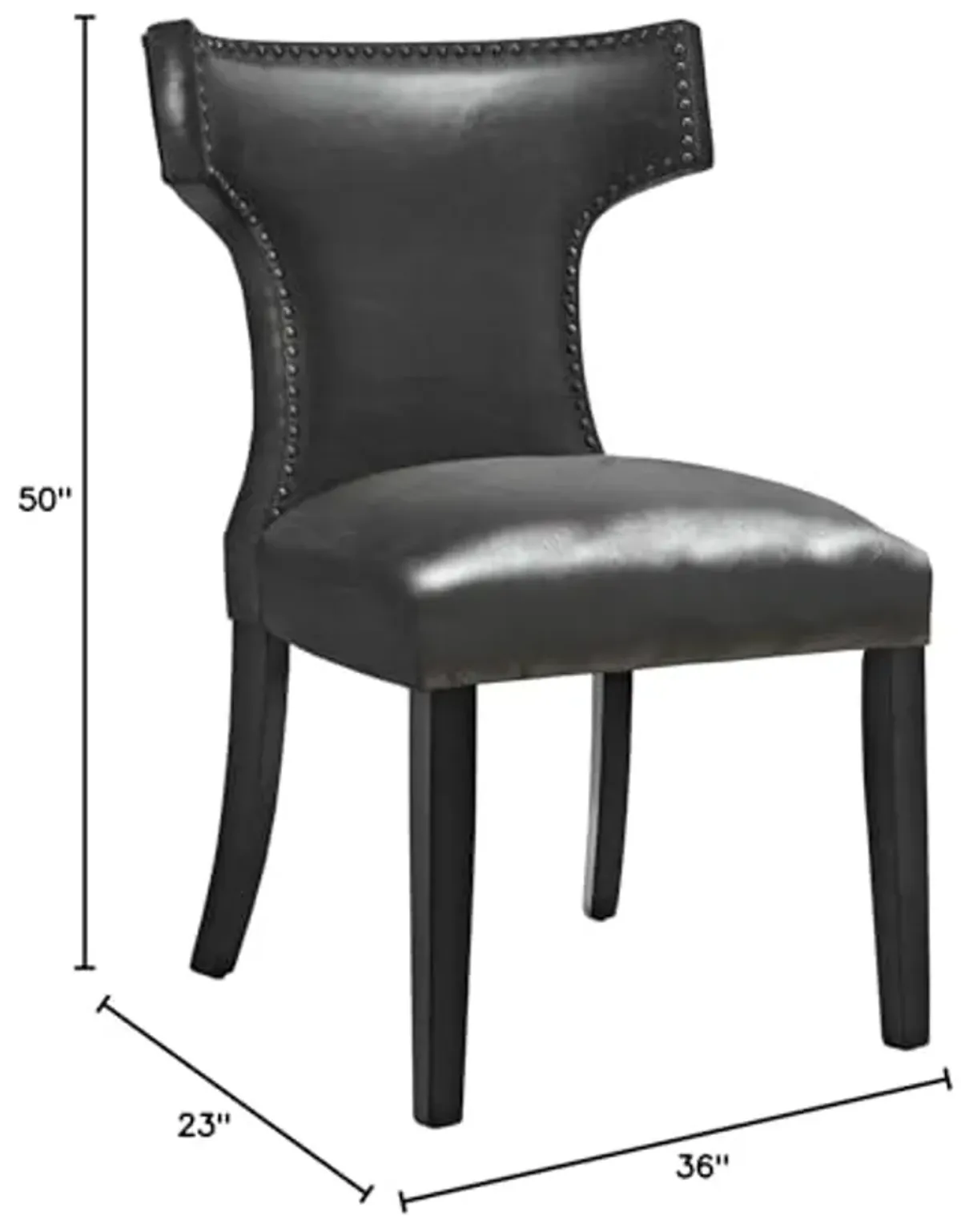 Modway Curve Vinyl Set of 2, Two Dining Chairs, Black