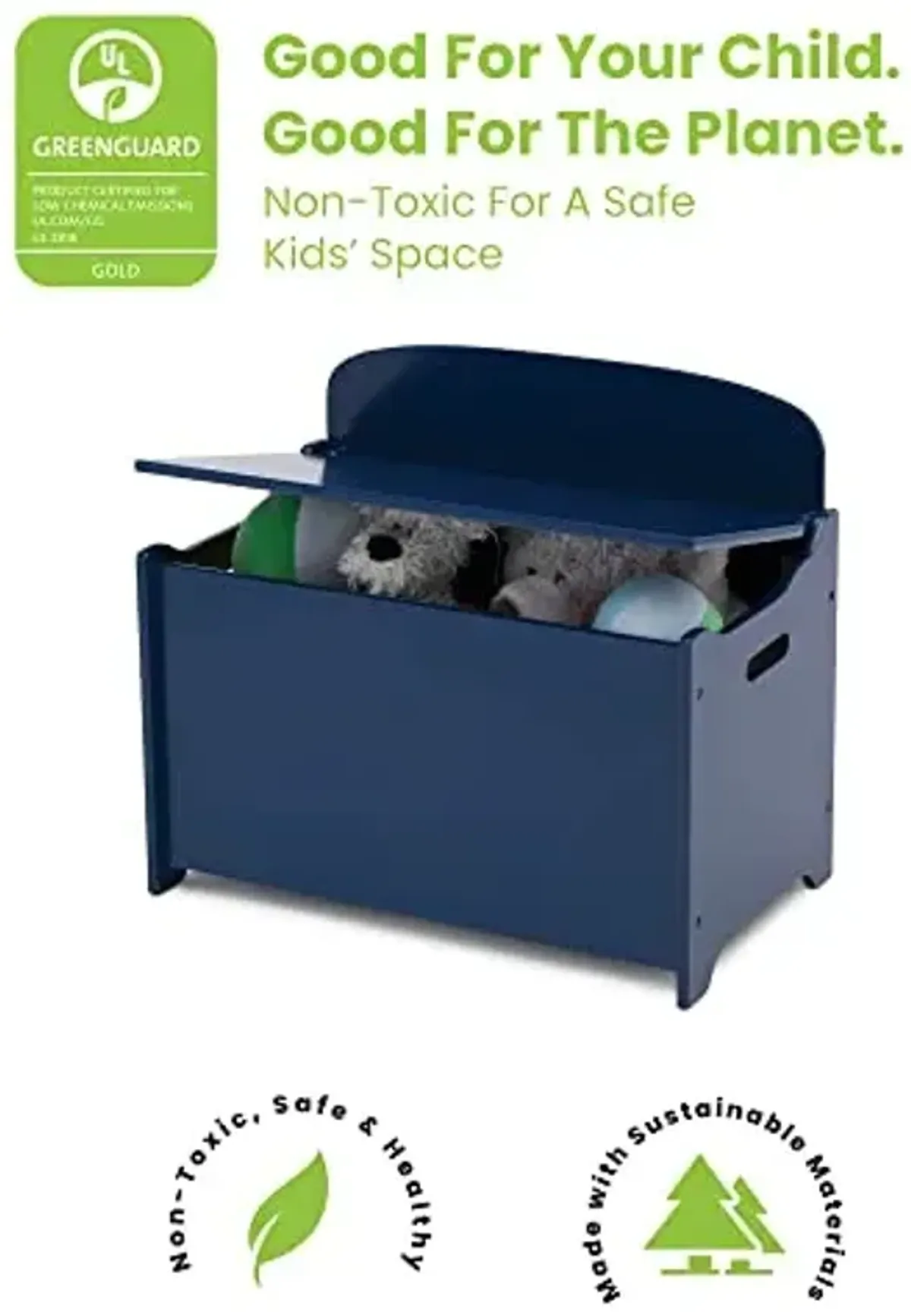 Delta Children MySize Deluxe Toy Box, Deep Blue