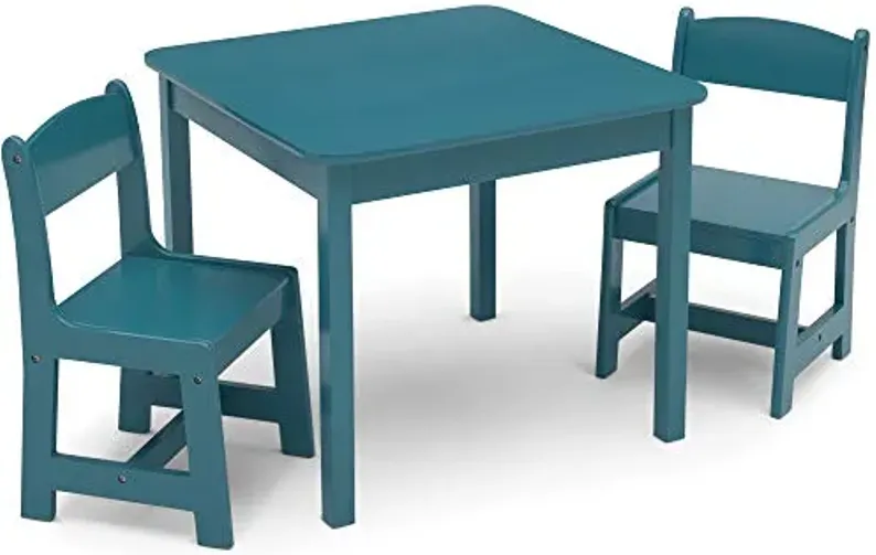 Delta Children MySize Kids Wood Table and Chair Set (2 Chairs Included) - Ideal for Arts & Crafts, Snack Time, Homeschooling, Homework & More, Greenguard Gold Certified, Teal