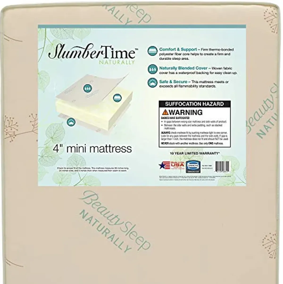 Simmons Kids SlumberTime Naturally 4-Inch Mini Crib Mattress