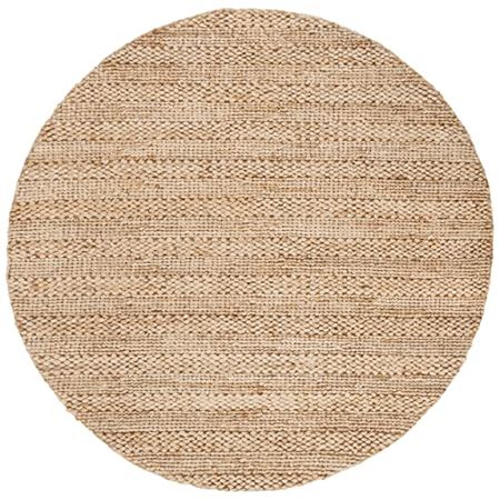 SAFAVIEH Natural Fiber Collection 4' Round Natural NF212A Handmade Braided Woven Jute Area Rug