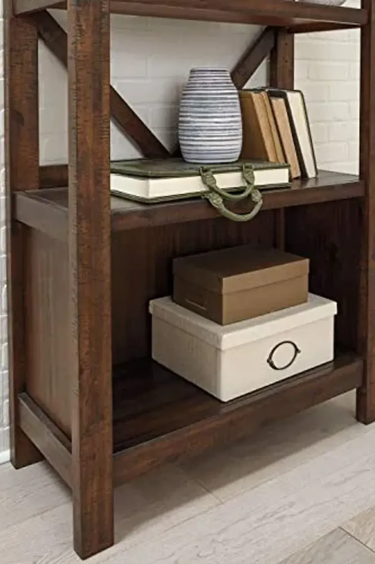 Signature Design by Ashley Baldridge Rustic 78" Bookcase with 4 Shelves, Distressed Brown