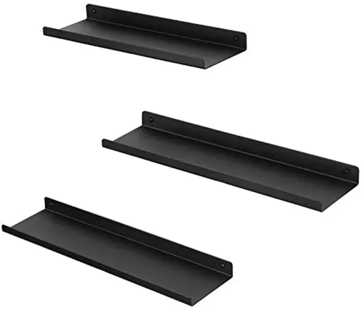 SONGMICS Set of 3 Wall Shelves, Metal Floating Shelves, Industrial Wall-Mounted Shelving for Decorations, Photos, Knickknacks, Multiple Layouts, 6 Screws Included for Mounting, Black ULFS12BK