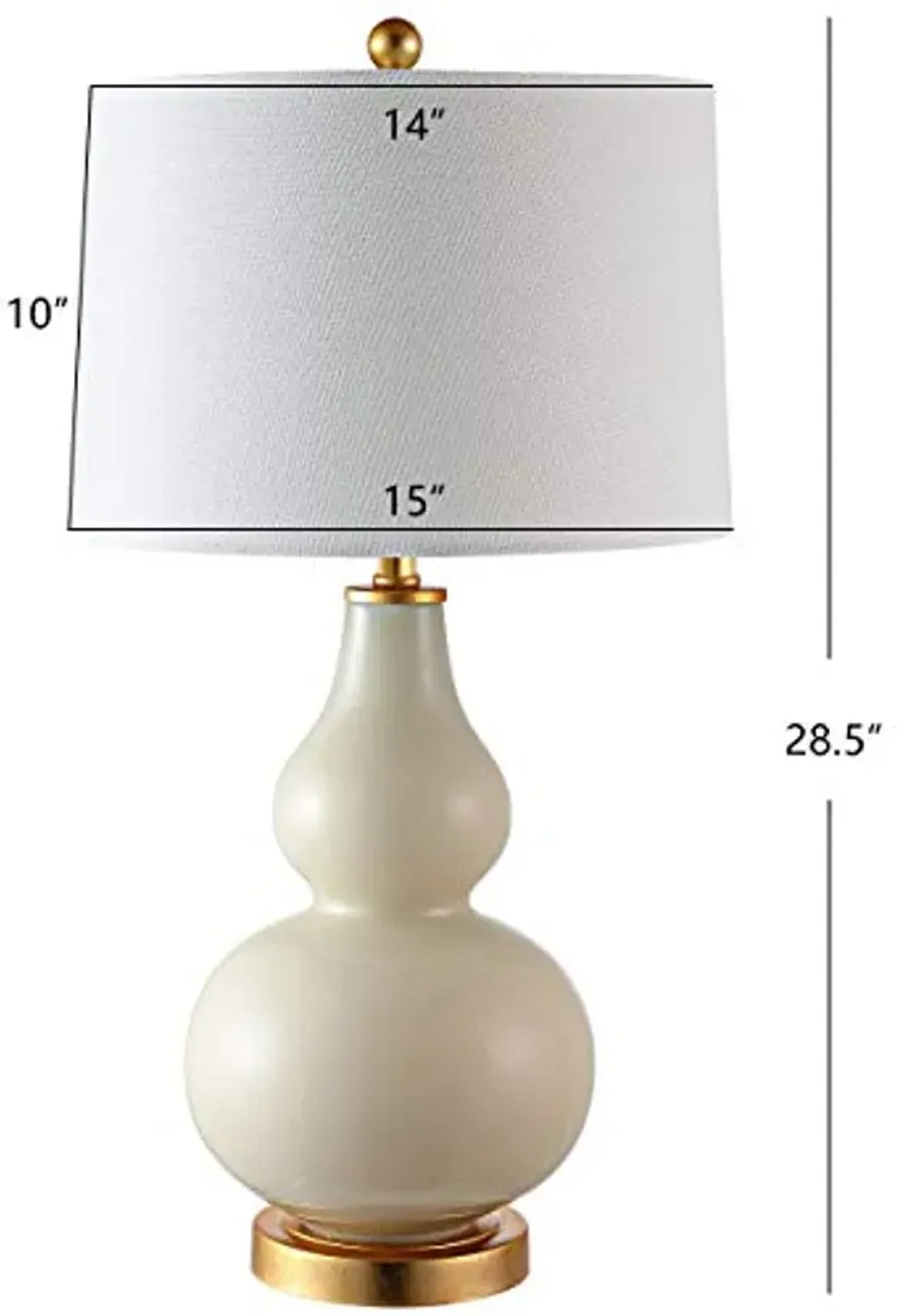 SAFAVIEH Lighting Collection Karlen Modern Contemporary Cream/ Gold Leaf Double Gourd 29-inch Bedroom Living Room Home Office Desk Nightstand Table Lamp Set of 2 (LED Bulbs Included)