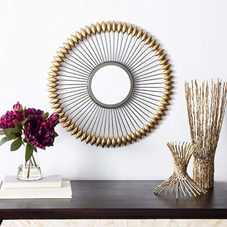 Safavieh Home Rulan Zinc and Gold Sunburst 23-inch Round Decorative Accent Mirror