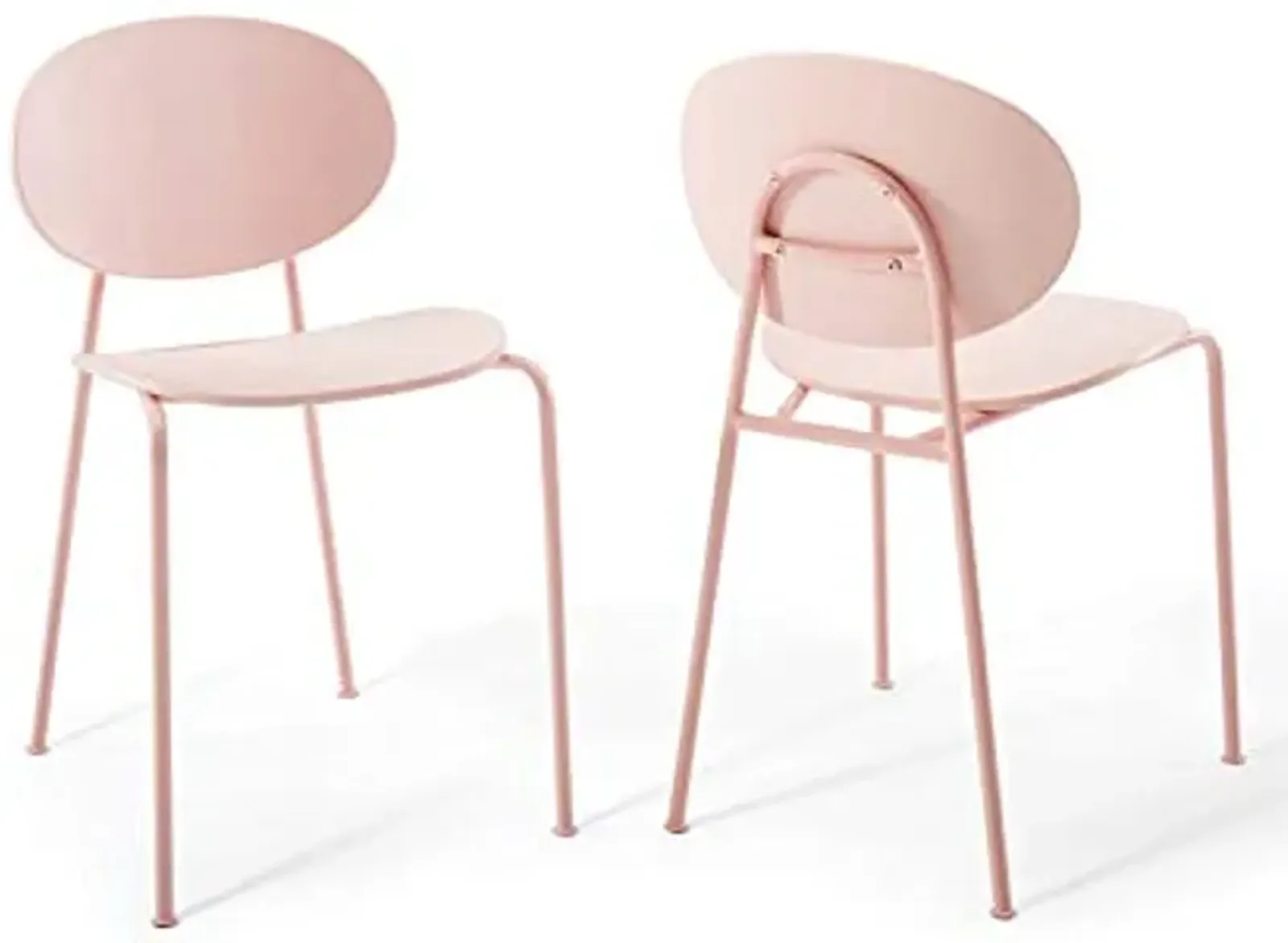 Modway Palette Modern Molded Plastic Accent Dining Chair in Pink - Set of 2 - Comes Fully Assembled