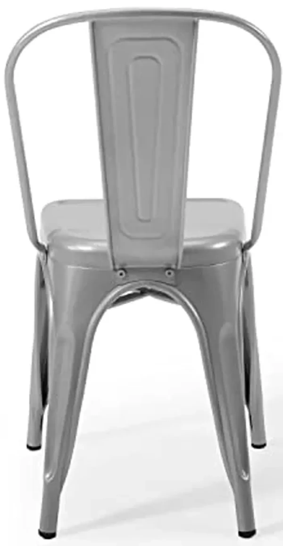 Modway Promenade Industrial Modern Steel Metal Bistro Dining Chairs in Silver - Set of 2