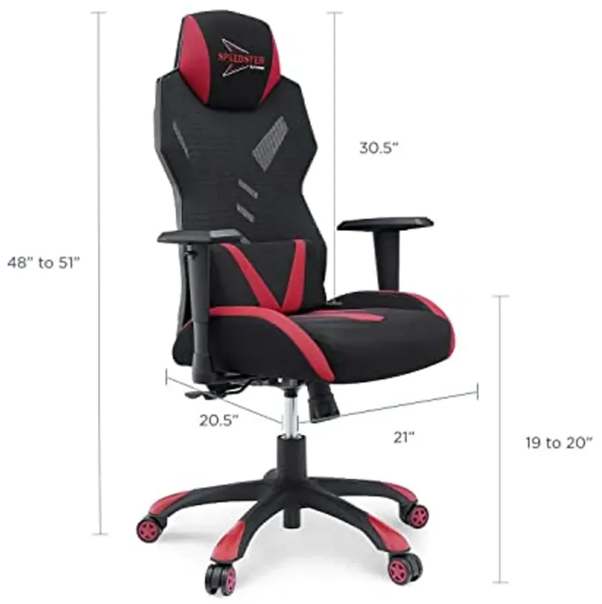 Modway Speedster Ergonomic Mesh Gaming Computer Desk Chair in Black Red