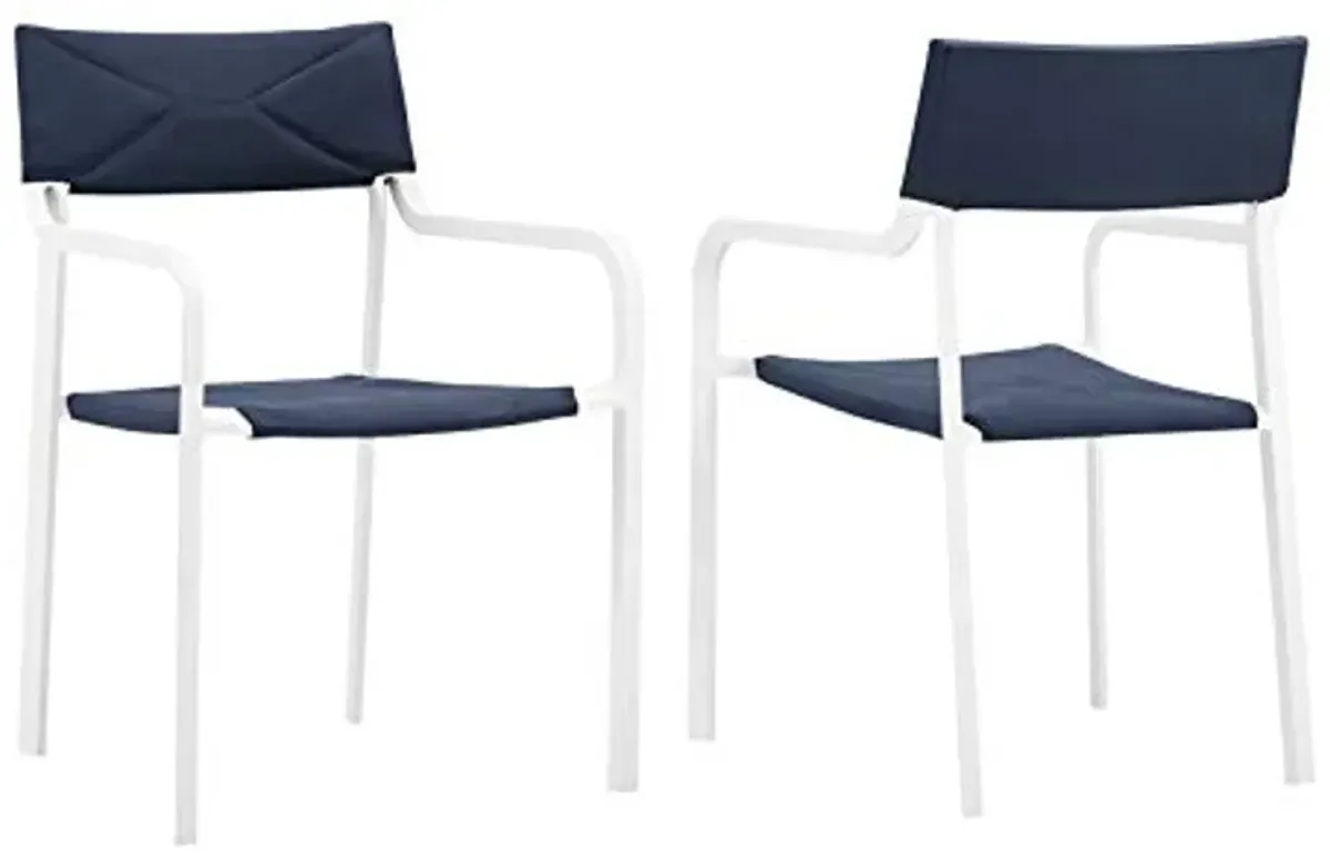 Modway EEI-3962-WHI-NAV Raleigh Lounge & Deep Seating Sets, Two Dining Armchairs, White Navy