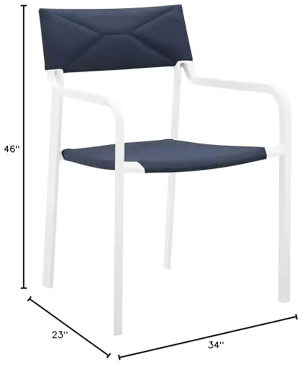 Modway EEI-3962-WHI-NAV Raleigh Lounge & Deep Seating Sets, Two Dining Armchairs, White Navy