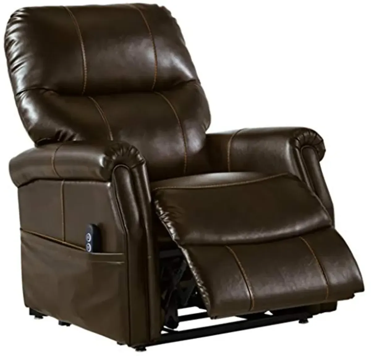 Signature Design by Ashley Markridge Faux Leather Modern Electric Power Lift Recliner for Elderly, Brown