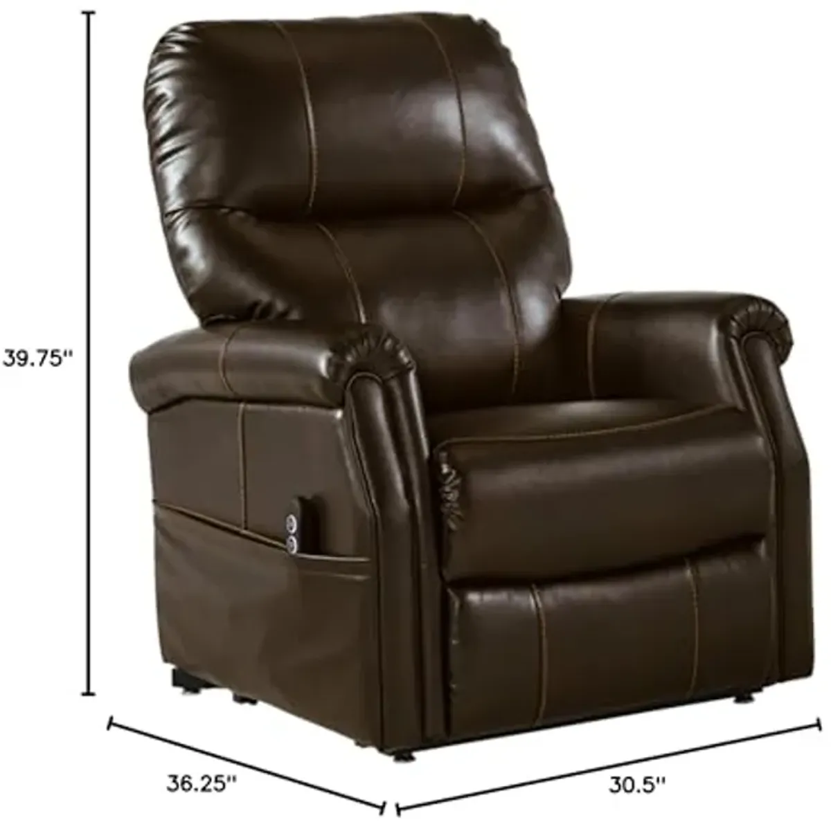 Signature Design by Ashley Markridge Faux Leather Modern Electric Power Lift Recliner for Elderly, Brown