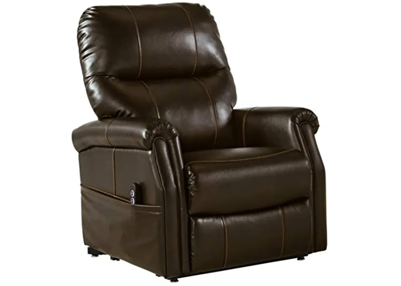 Signature Design by Ashley Markridge Faux Leather Modern Electric Power Lift Recliner for Elderly, Brown