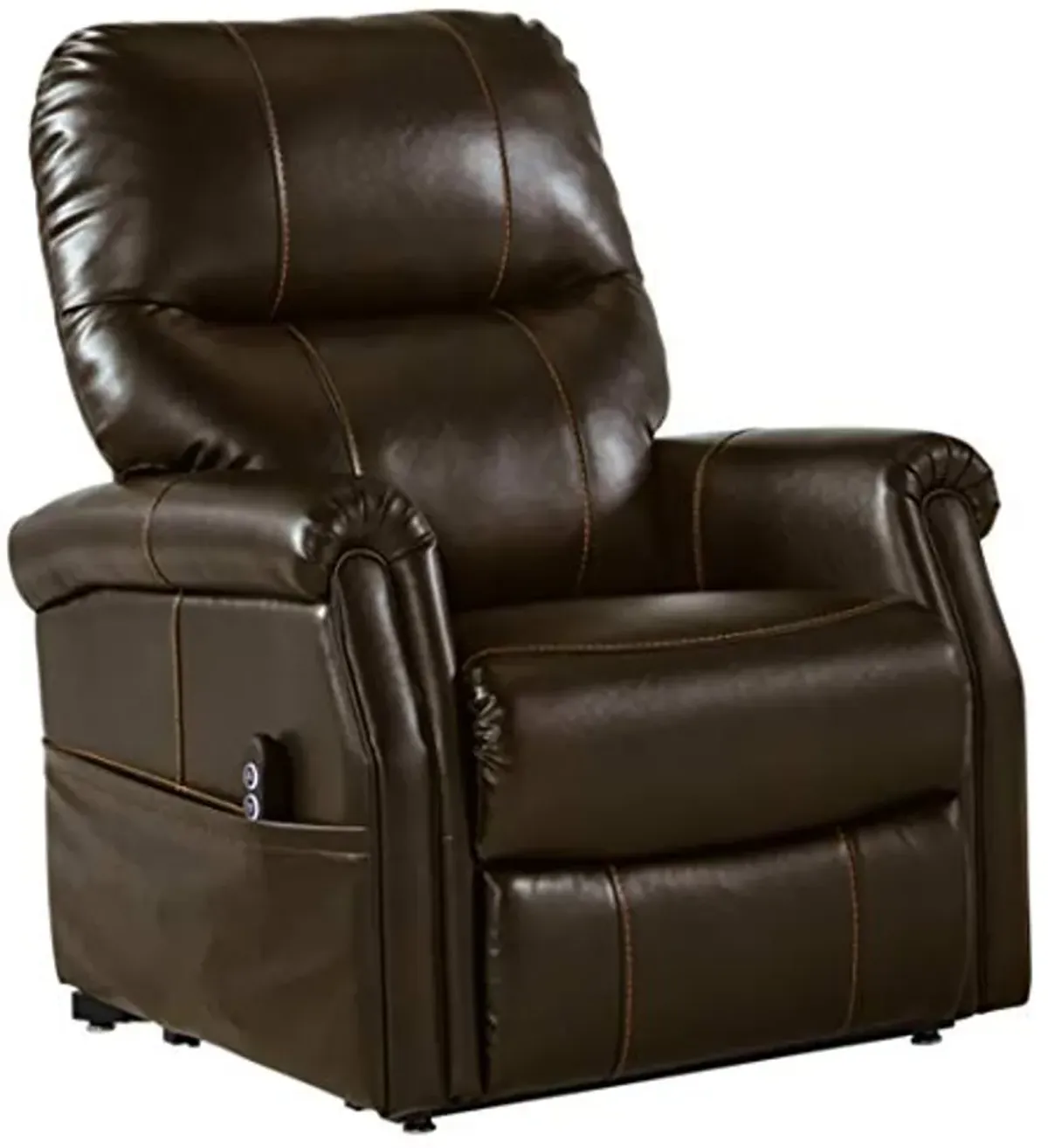 Signature Design by Ashley Markridge Faux Leather Modern Electric Power Lift Recliner for Elderly, Brown