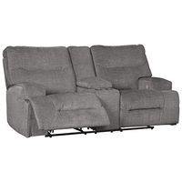 Signature Design by Ashley Coombs Power Double Reclining Loveseat with Center Console and USB Port, Gray