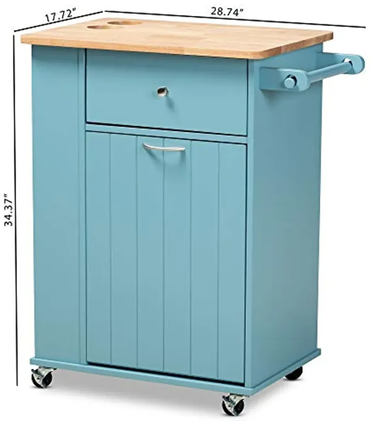 Baxton Studio Trolleys and Carts, Blue/Natural