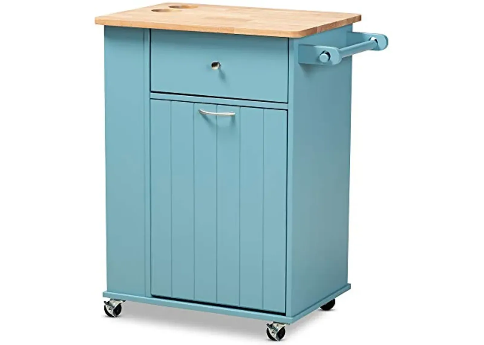 Baxton Studio Trolleys and Carts, Blue/Natural