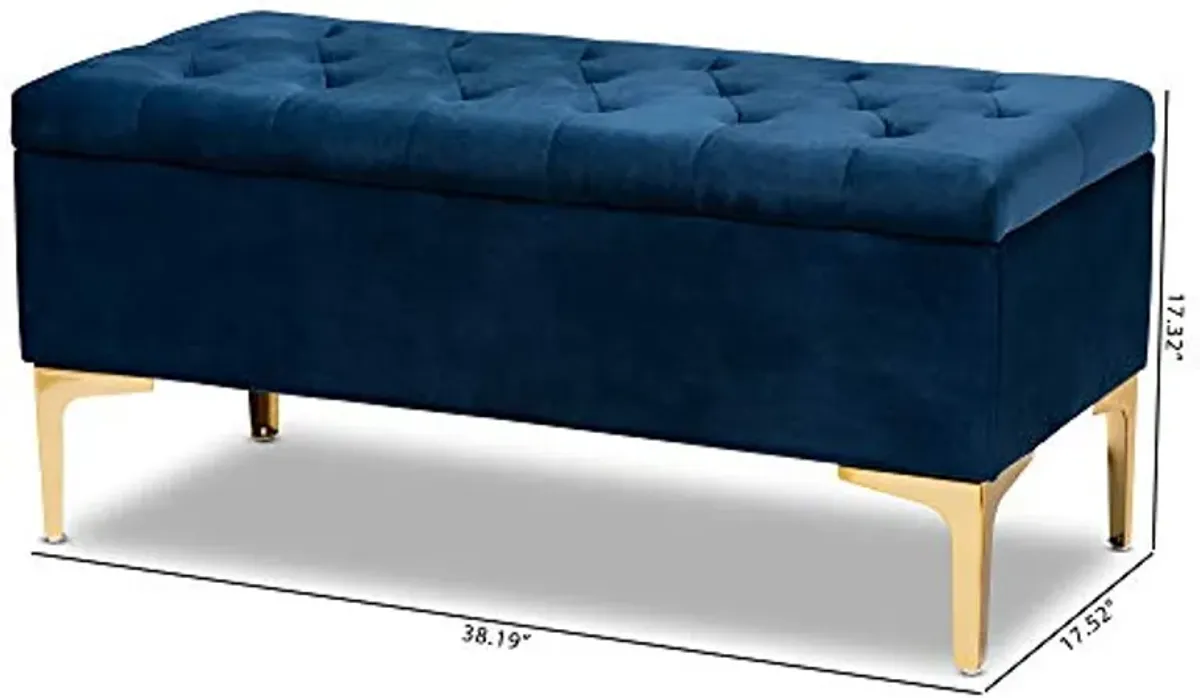 Baxton Studio Ottomans, Navy Blue/Gold