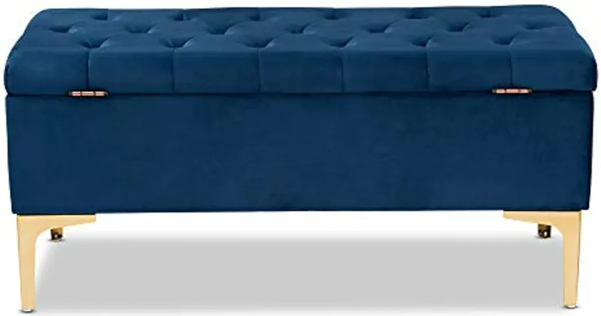 Baxton Studio Ottomans, Navy Blue/Gold