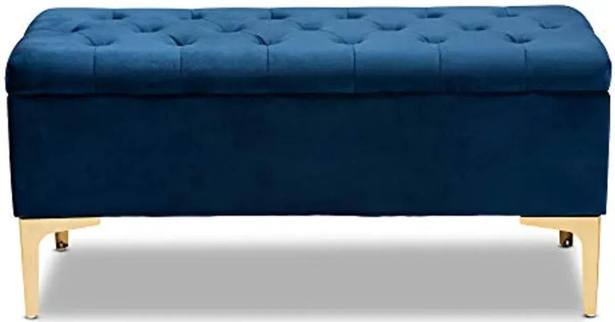 Baxton Studio Ottomans, Navy Blue/Gold