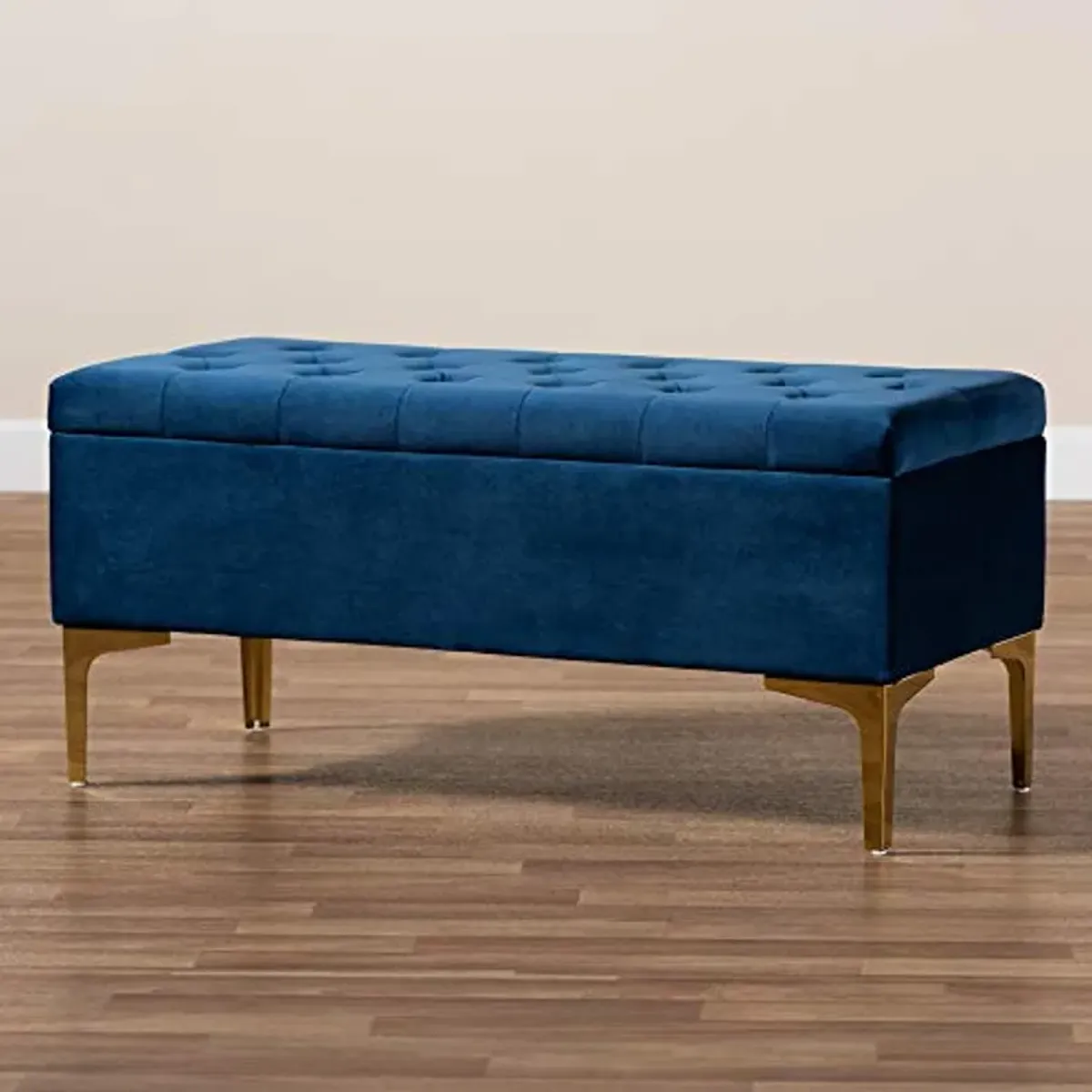 Baxton Studio Ottomans, Navy Blue/Gold