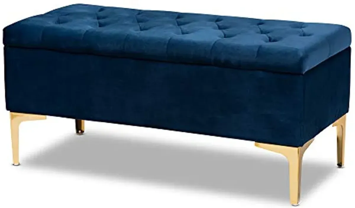 Baxton Studio Ottomans, Navy Blue/Gold