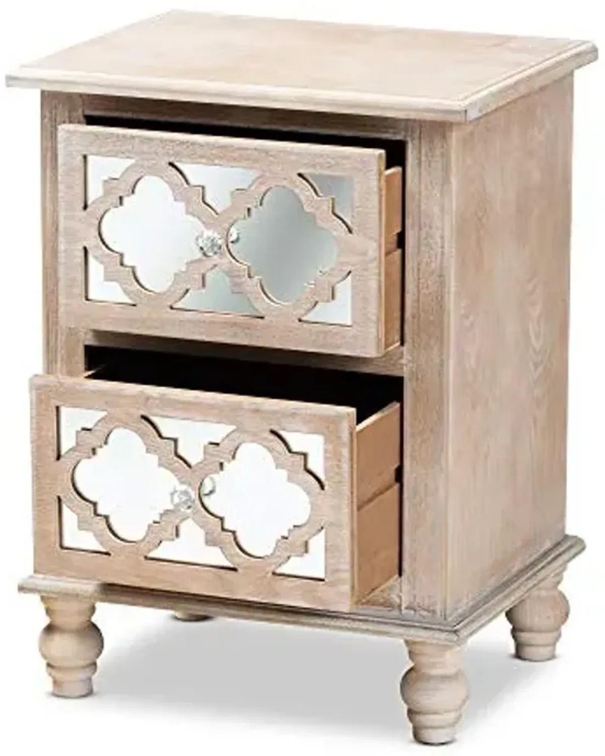 Baxton Studio Nightstands, Natural/Mirror