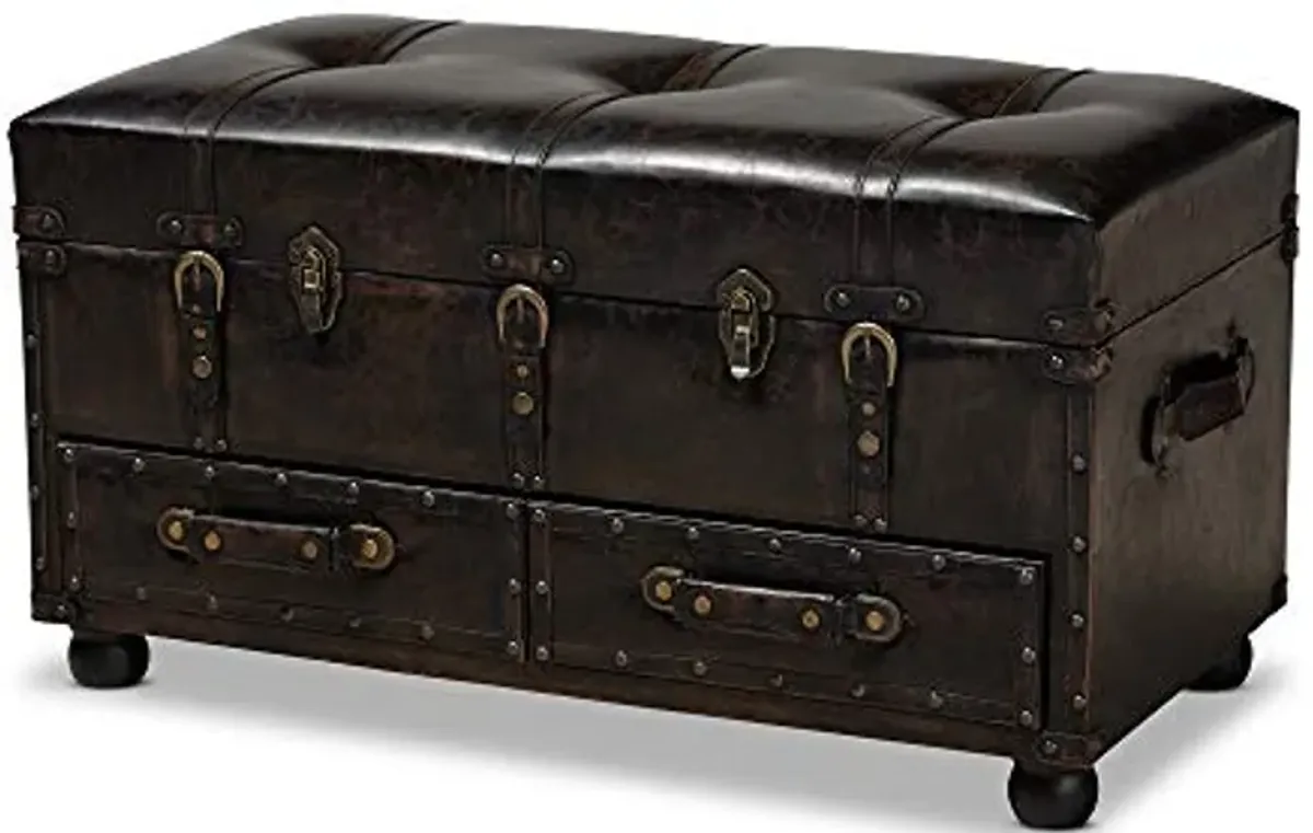 Baxton Studio Ottomans, Dark Brown/Black