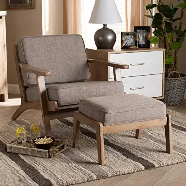 Baxton Studio Living Room Sets, Light Grey/Antique Oak