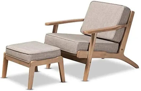 Baxton Studio Living Room Sets, Light Grey/Antique Oak