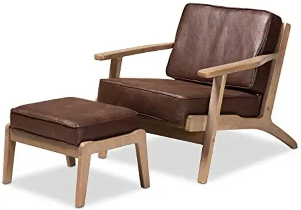 Baxton Studio Living Room Sets, Dark Brown/Antique Oak