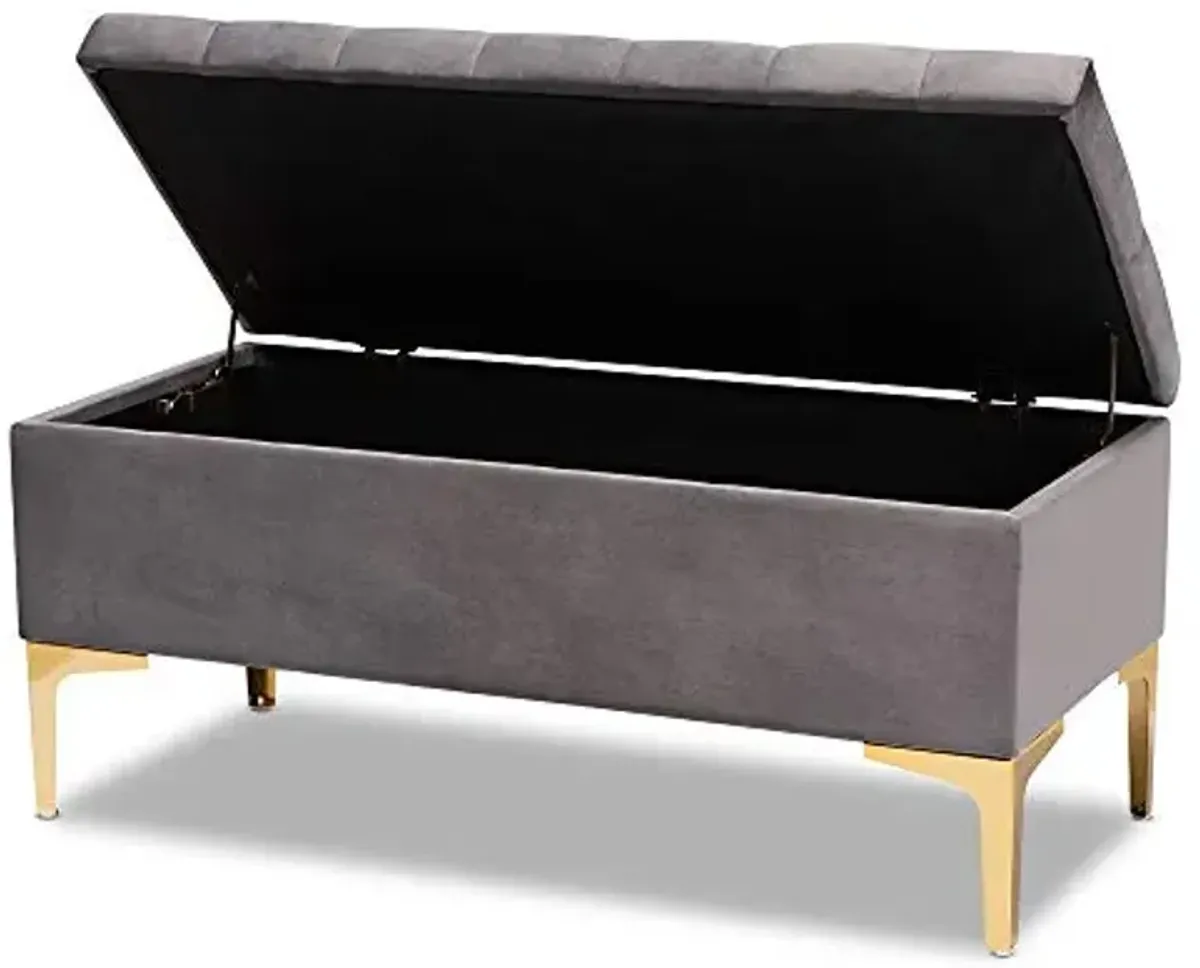Baxton Studio Ottomans, Grey/Gold