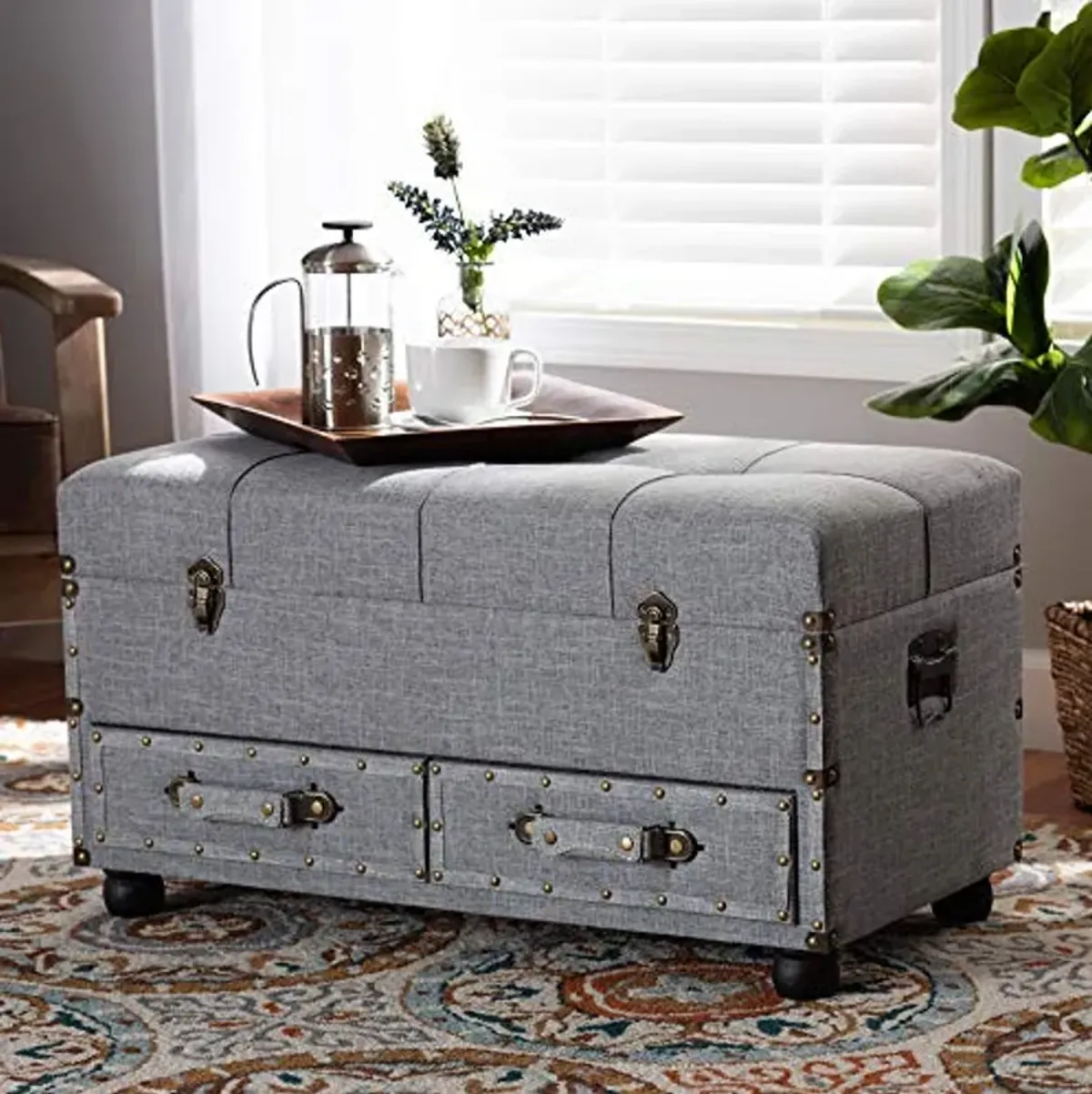 Baxton Studio Ottomans, Grey/Black