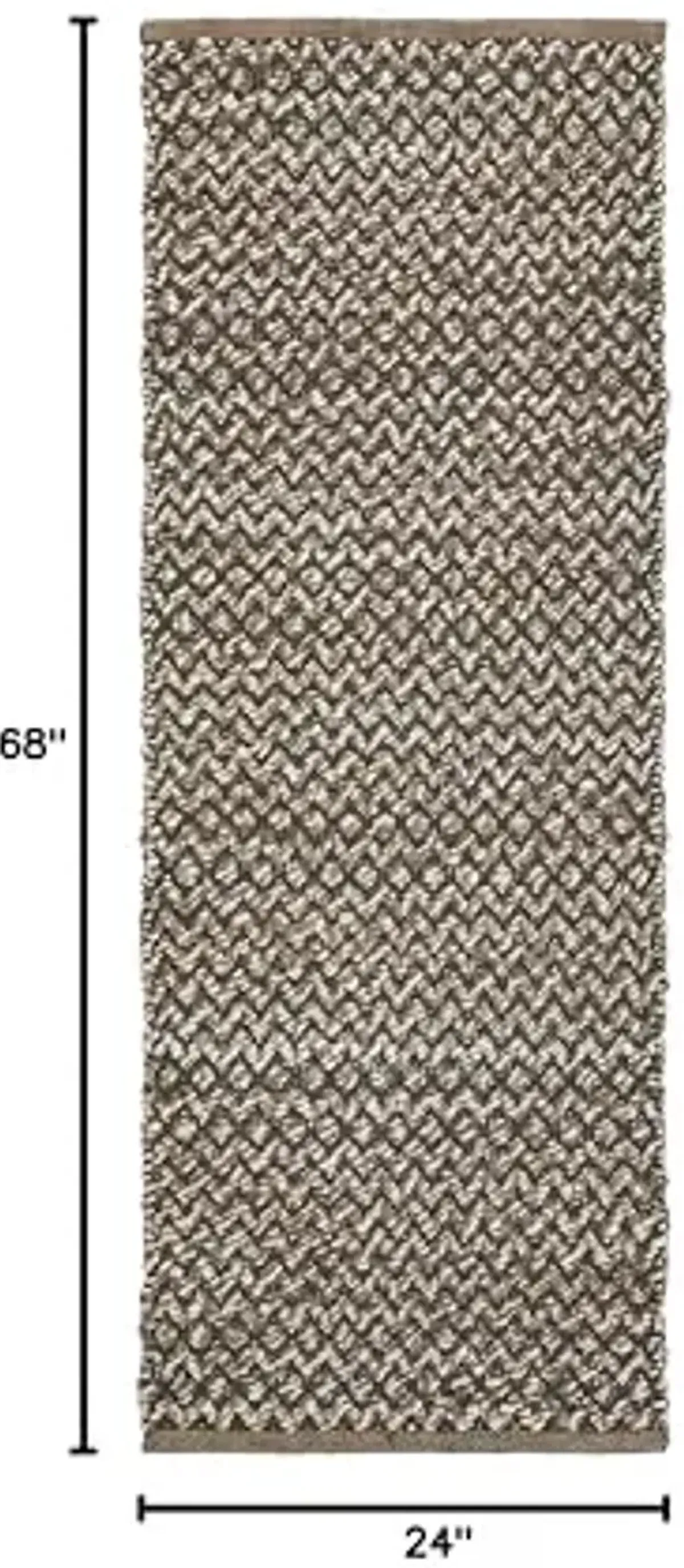 LR Home Fiber with Deep Chevron Runner Area Rug, 2'0" x 5'8", Natural/Gray
