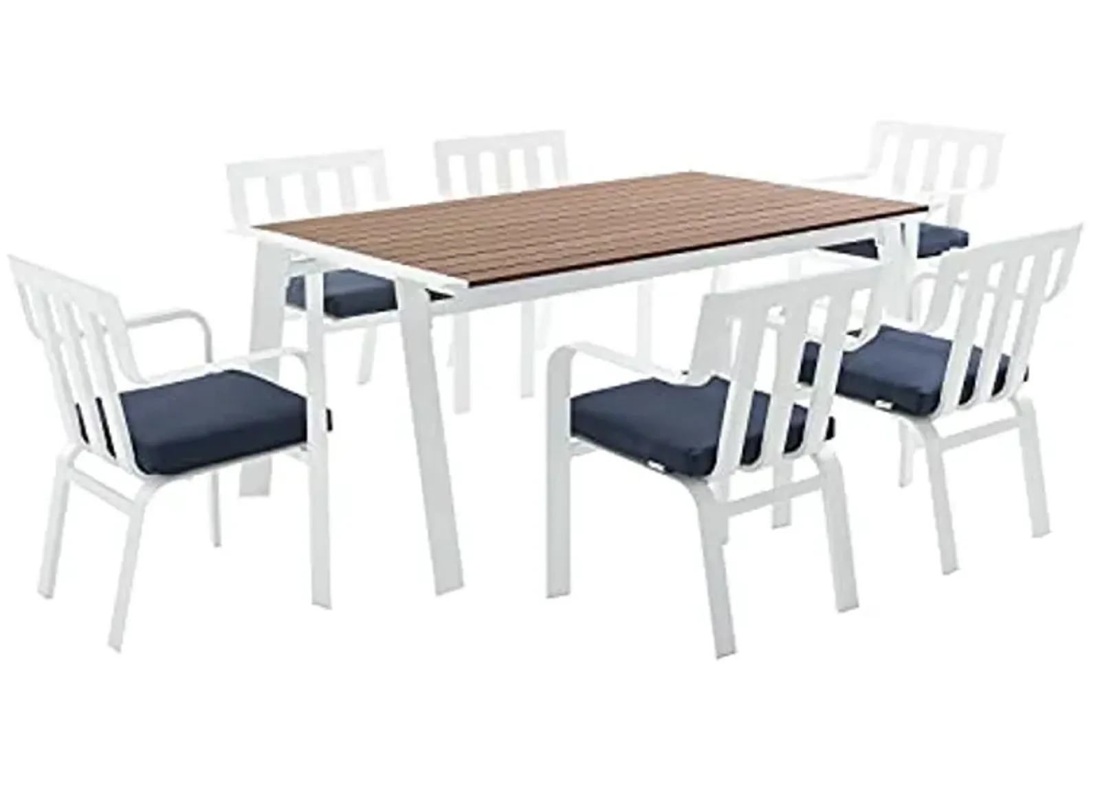 Modway EEI-3965-WHI-NAV Baxley Sets, Dining for Six, White Navy