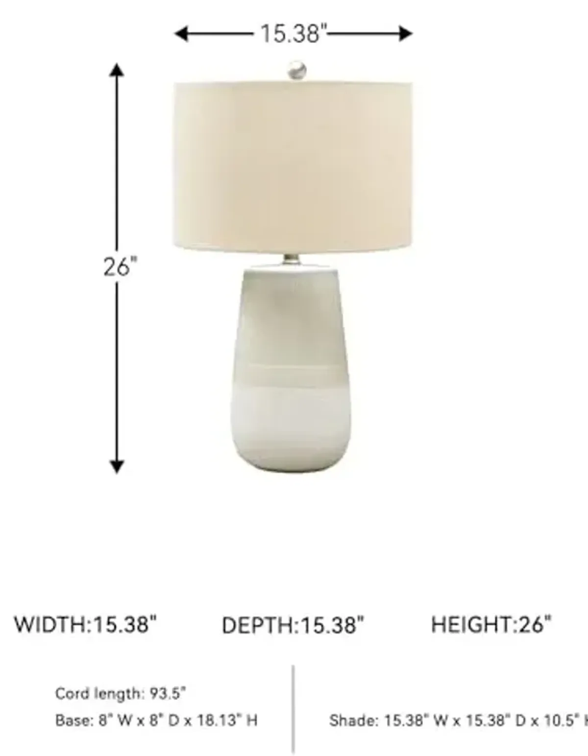 Signature Design by Ashley Shavon Contemporary 27" Textured Neutral Glaze Table Lamp, Beige & White