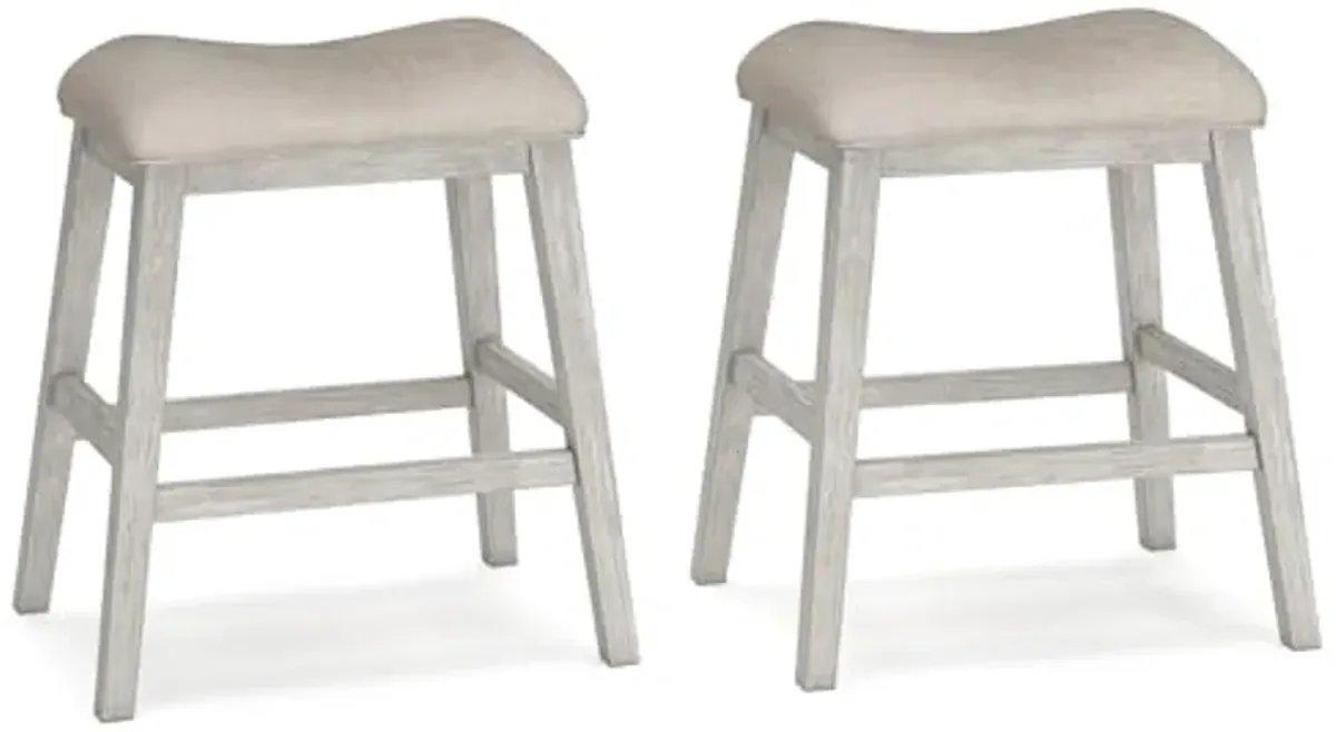 Signature Design by Ashley Skempton Modern 24" Counter Height Upholstered Barstool, 2 Count, Whitewash