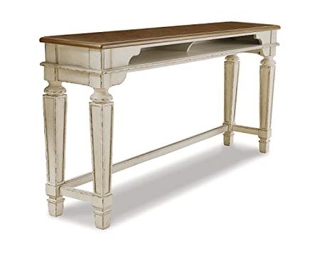 Signature Design by Ashley Realyn French Country Counter Height Dining Room Table, Chipped White
