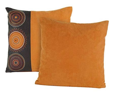 Wayborn Multi Color Medallions Decorative Pillow, Orange 17"X17" (One Pair)